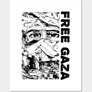 Free Gaza refugees camp illustration Posters and Art